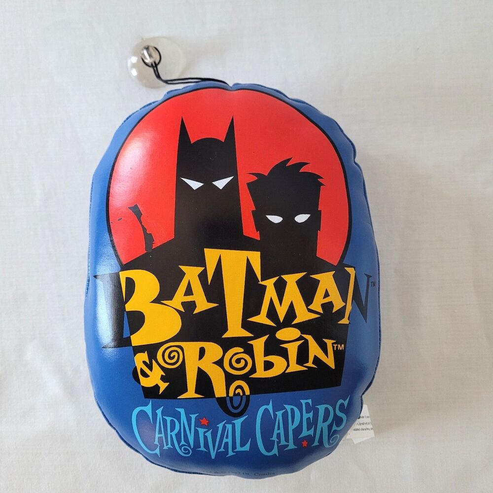 Vintage 1997 Batman & Robin Carnival Capers Plush Pillow w/ Suction Cup